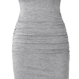 Women's Short Sleeve Ruched Casual Sundress Midi Bodycon T Shirt Dress